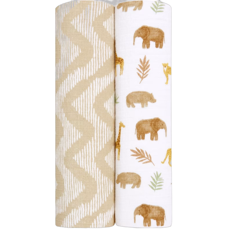 Aden + Anais Esse  Bomullsmuslin Swaddlers 2-Pack, Tanzania