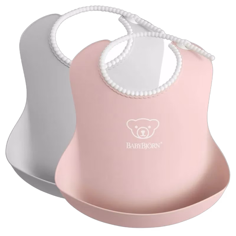 BabyBjörn Haklapp 2-pack (Grå/Puderrosa)