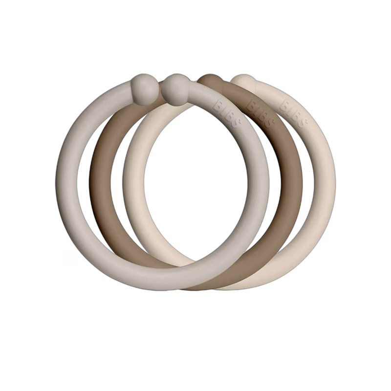 BIBS Barnvagnsringar 12-pack Sand/Dark Oak/Vanilla