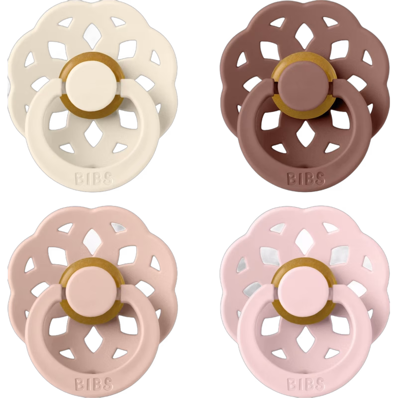 BIBS Boheme Napp 4-Pack Latex Stl 1, Ivory/Blush/Woodchuck/Blossom