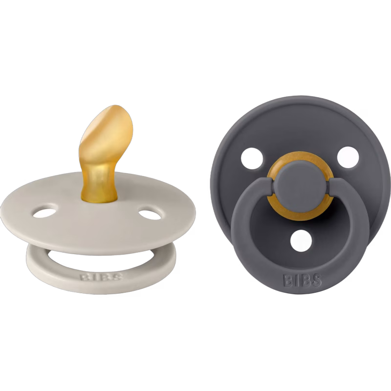 BIBS Colour Napp 2-pack Latex Stl 1 Anatomisk, Sand/Iron