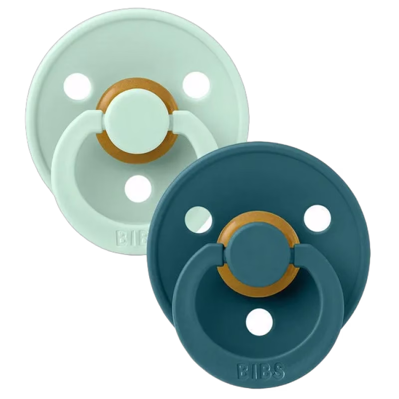 BIBS Colour Napp 2-pack Latex Stl 2 Rund, Nordic Mint/Forest Lake