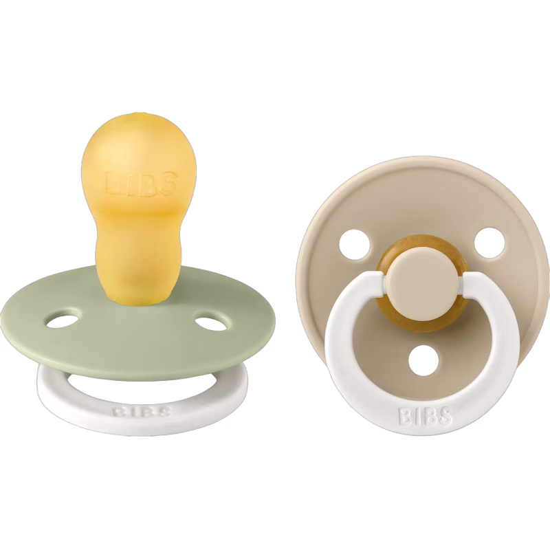 BIBS Colour Napp 2-Pack Latex Stl 3 Rund, Sage GLOW/Vanilla GLOW
