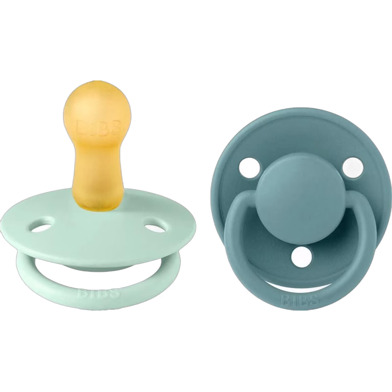 BIBS De Lux Napp 2-pack Latex Stl 2 Rund, Nordic Mint/Island Sea