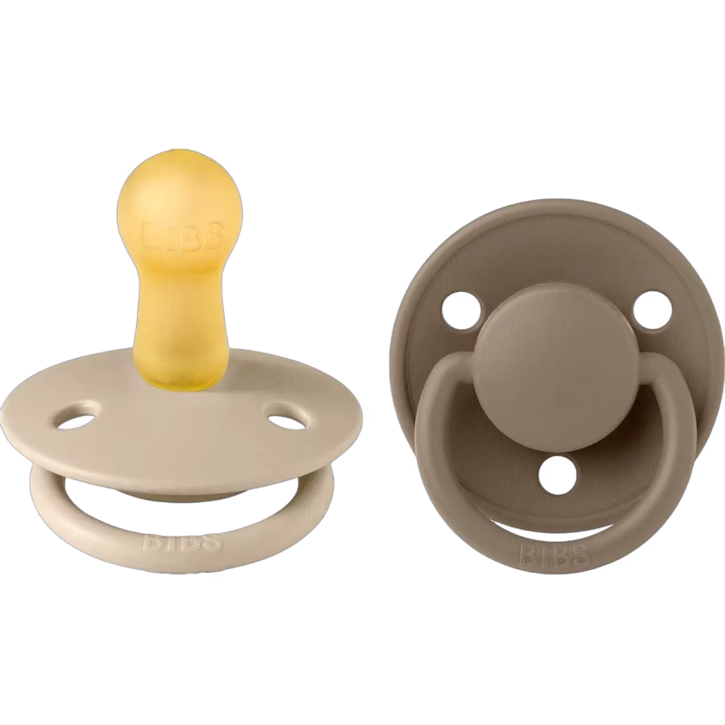 BIBS De Lux Napp 2-pack Latex Stl 2 Rund, Vanilla/Dark Oak