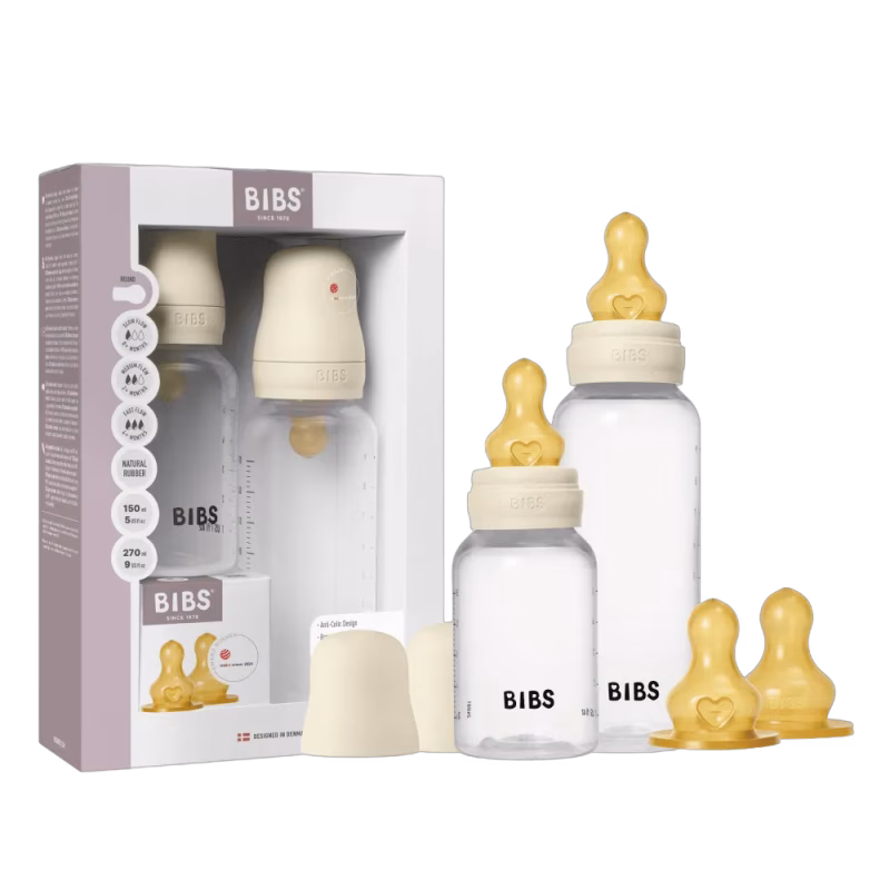 BIBS Grow and Flow Nappflaska Baby Latex Set 150ml/270ml Ivory