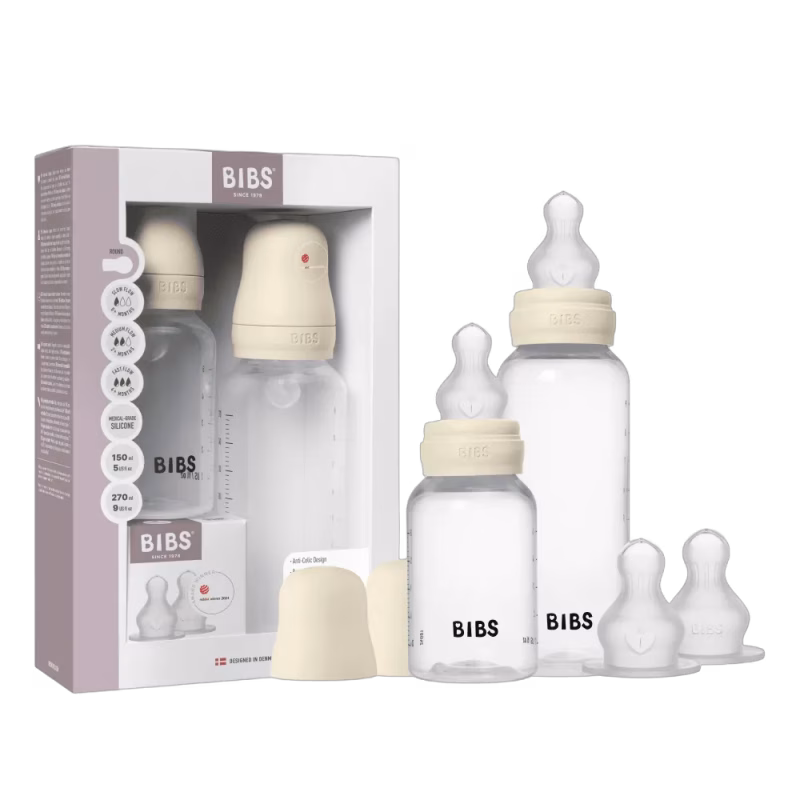 BIBS Grow and Flow Nappflaska Baby Silikon Set 150ml/270ml Ivory