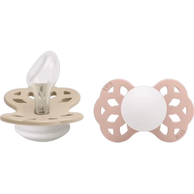 BIBS Infinity Nappar 2-Pack Silikon Stl 2 Anatomisk, Vanilla GLOW/Blush GLOW