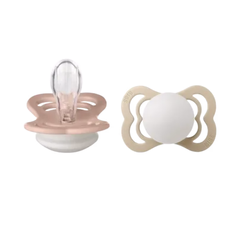 BIBS Nappar Supreme Glow 2-pack Silikon symmetrisk Blush/Vanilla