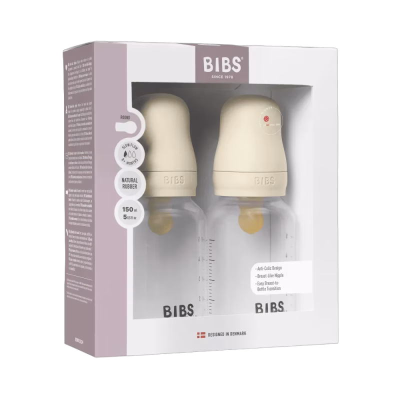 BIBS Nappflaska Baby Latex 2-pack 150ml Slow Flow Ivory