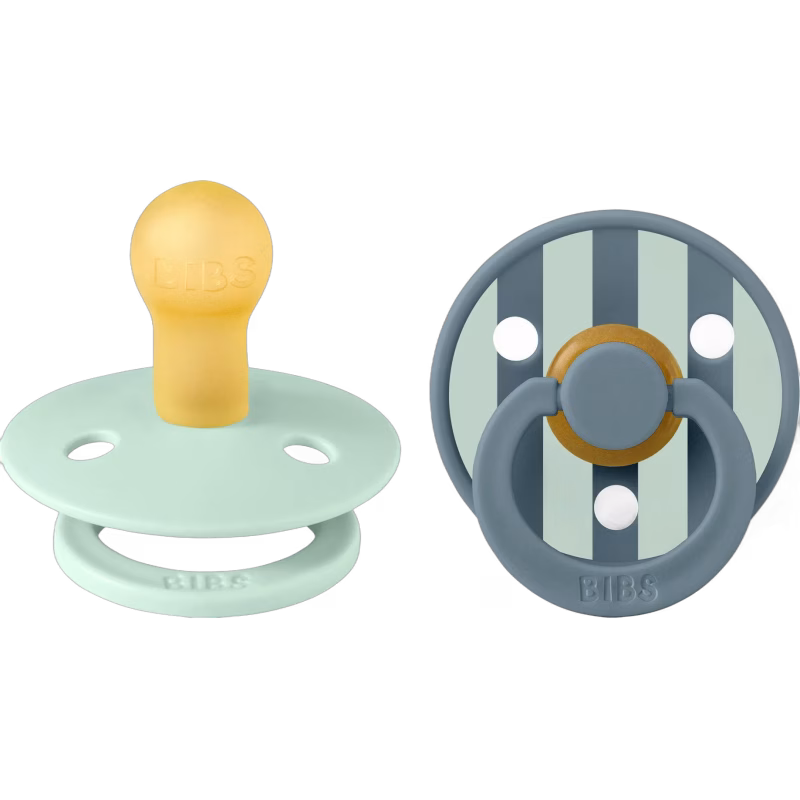 BIBS Studio Colour Block Napp 2-Pack Latex Stl 1, Nordic Mint Petrol Mix