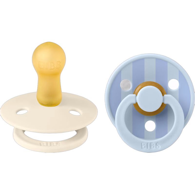 BIBS Studio Colour Block Napp 2-Pack Latex Stl 2, Baby Blue Dusty Blue Mix