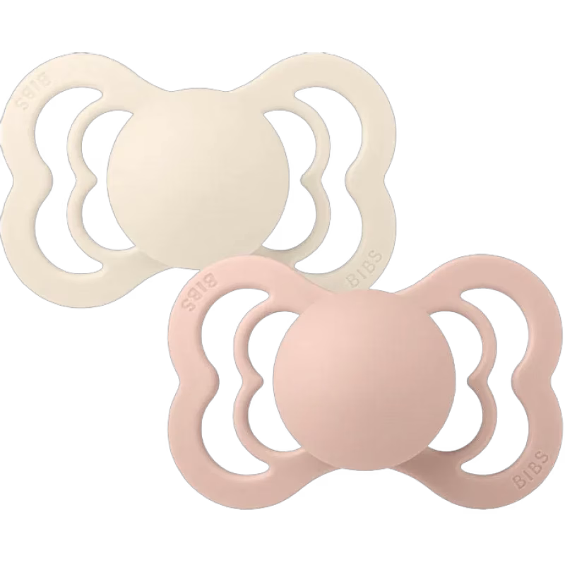 BIBS Supreme Napp 2-pack Latex Stl 2 Symmetrisk, Ivory/Blush