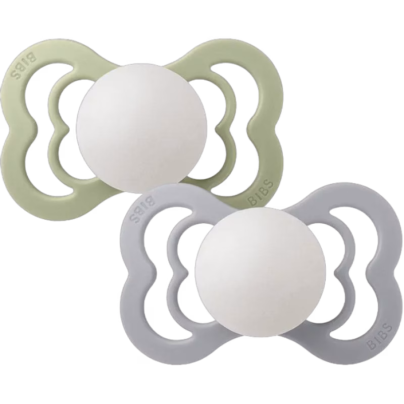 BIBS Supreme Napp 2-pack Latex Stl 2 Symmetrisk, Sage Glow/Cloud Glow
