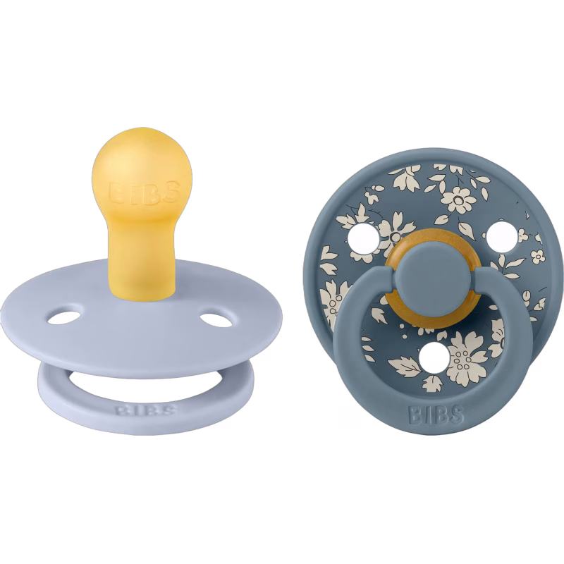 BIBS x Liberty Colour Napp 2-Pack Latex Stl 1 Rund, Capel/Dusty Blue Mix