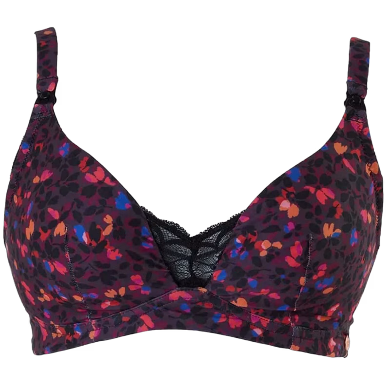 Cache Coeur Lilly Graviditets- Och Amningsbh, Black/Pink Flower, 90F