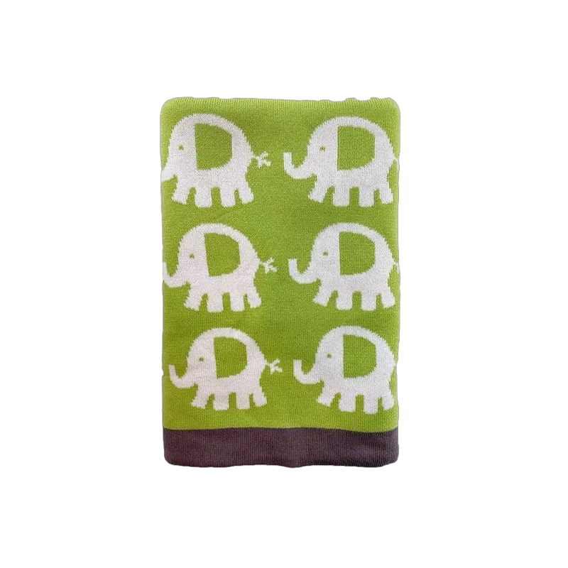 Carlobaby filt bomull, elefant grön