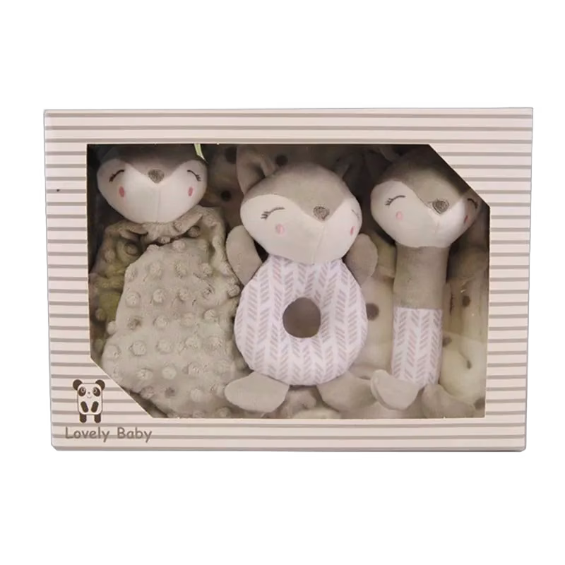 Carlobaby presentkit filt & leksaker, räv grå