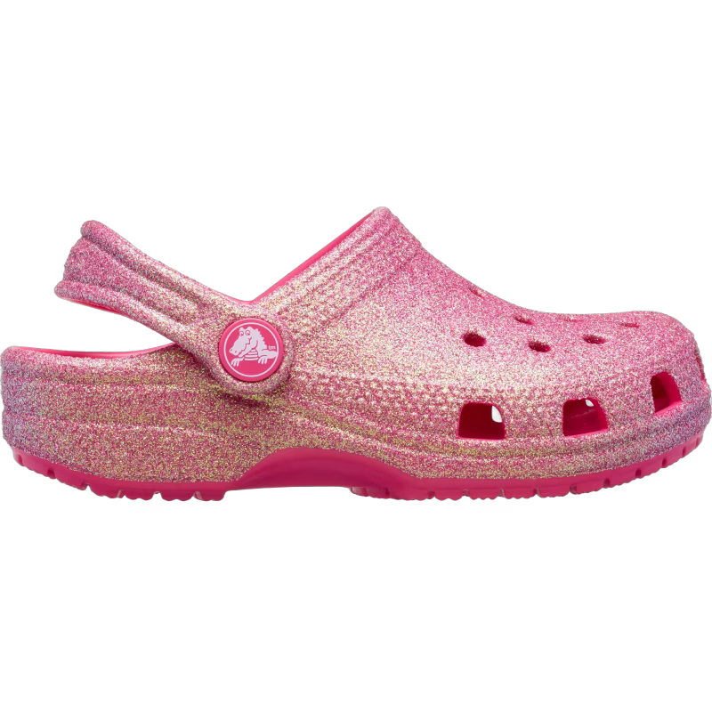 Crocs Classic Iridescent Glitter Kids Tofflor, Dragon Fruit, 25-26
