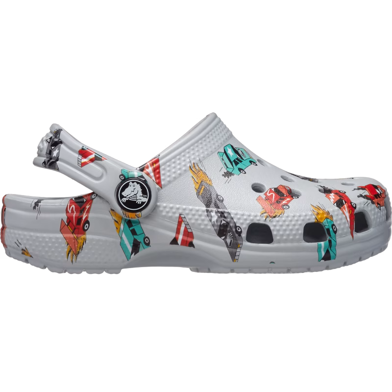 Crocs Classic Race Cars Graphic Kids Tofflor, Mirage/Multi, 27-28