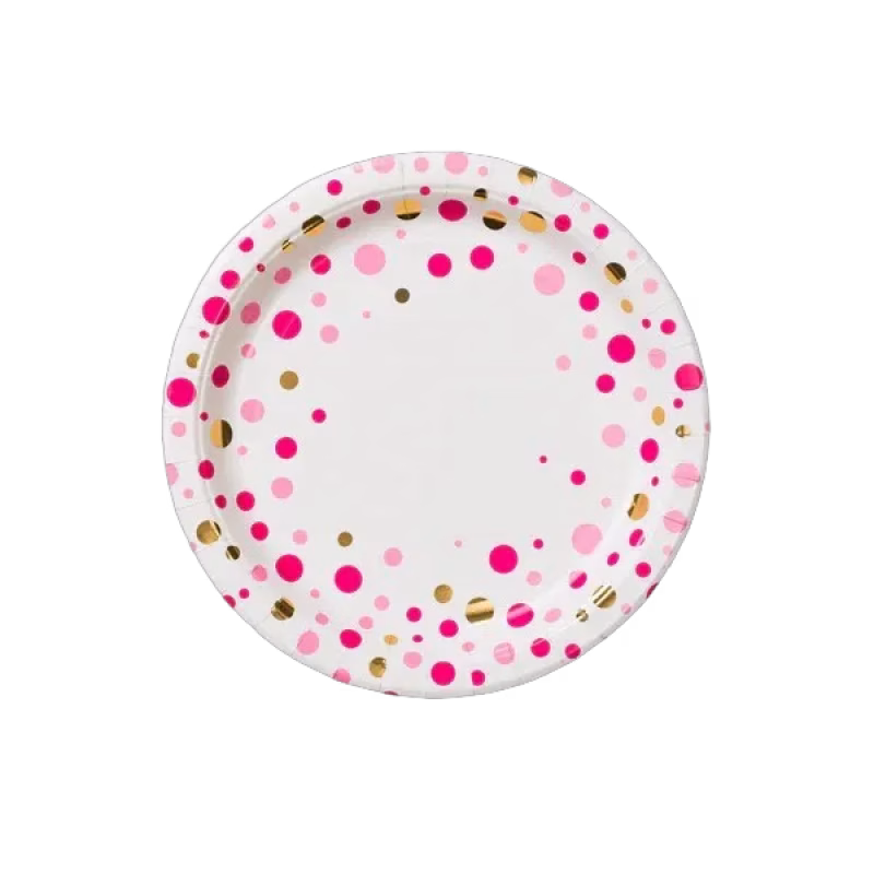 Designhouse95 Papperstallrik 8 st (Rosa prickar)