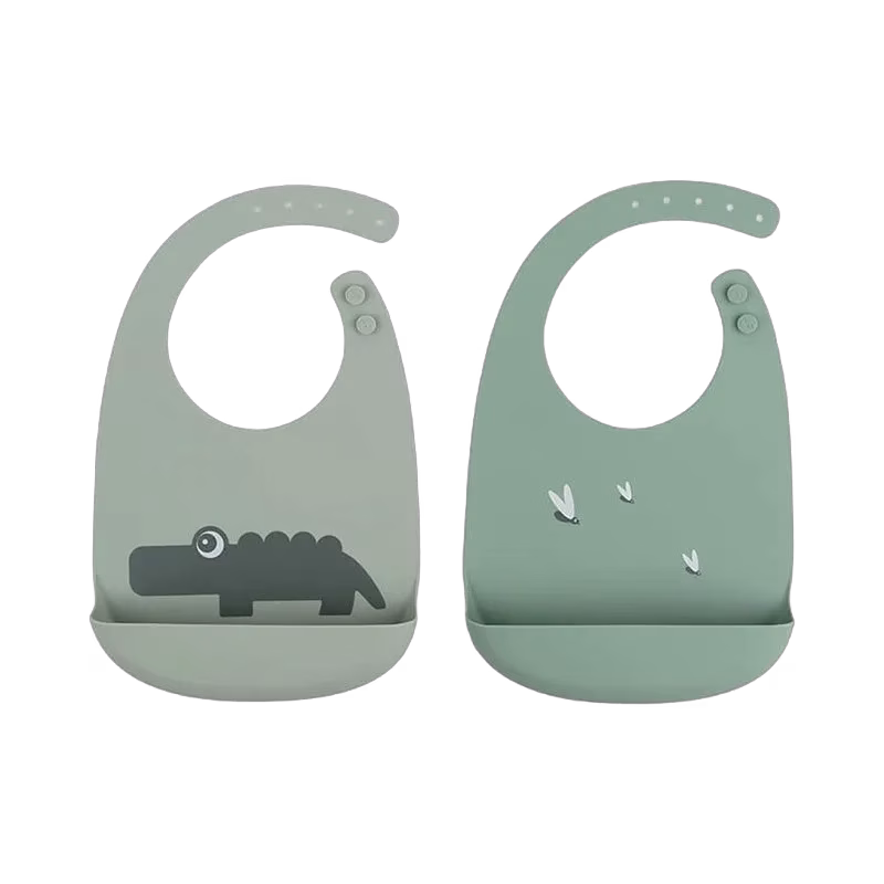 Done by Deer haklapp silikon Croco 2-pack, grön