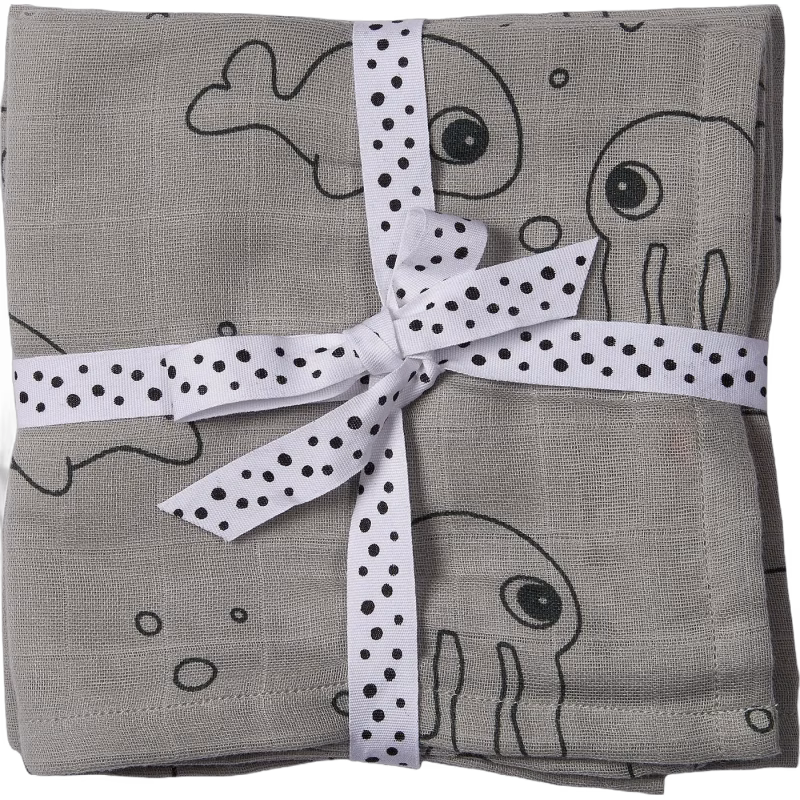 Done By Deer Swaddler Sea Friends 120x120 2-pack, Grey