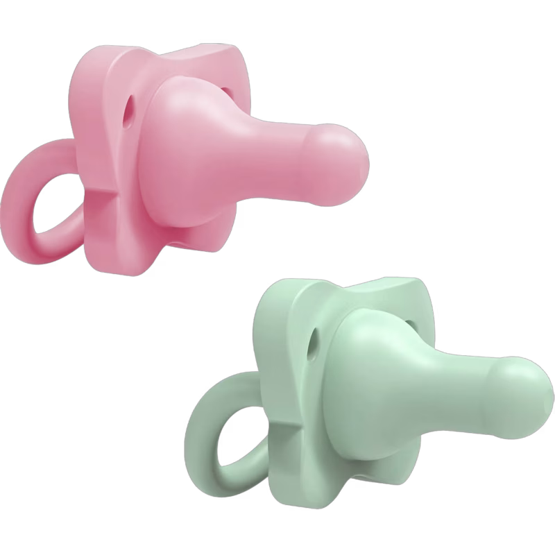 Dr. Brown's HappyPaci Napp 0-6m 2-pack Silikon, Rosa/Grön