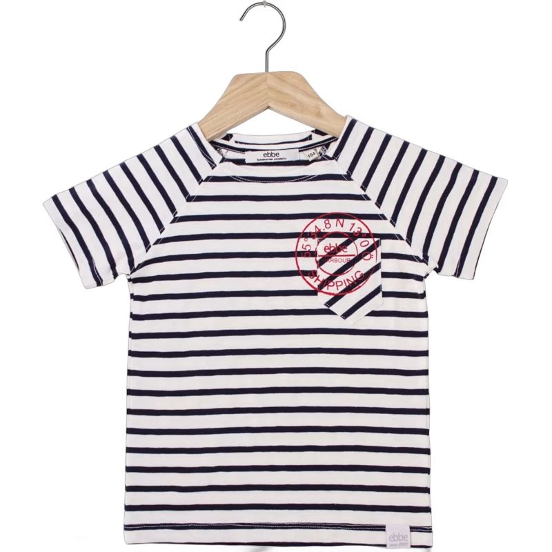 Ebbe Vallmo T-Shirt, Offwhite/Dark Navy 98