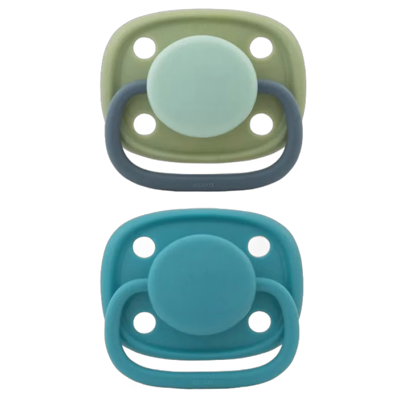 Esska Knoppa Napp Silikon 2-pack 4-36 mån (Grön/Blå)