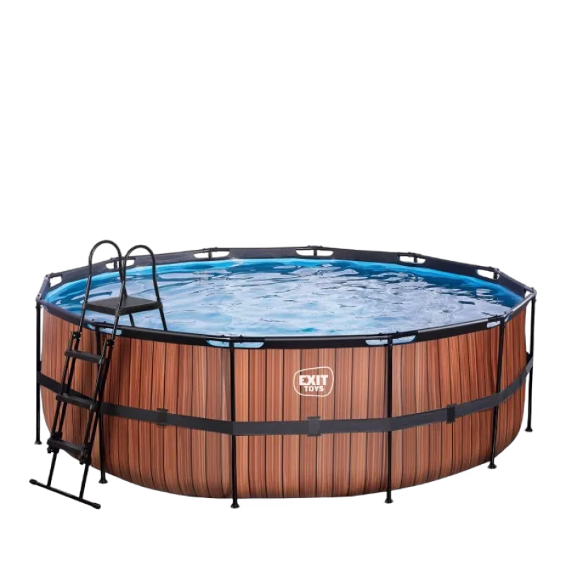 EXIT Wood pool 427x122cm med sandfilterpump (Brun)