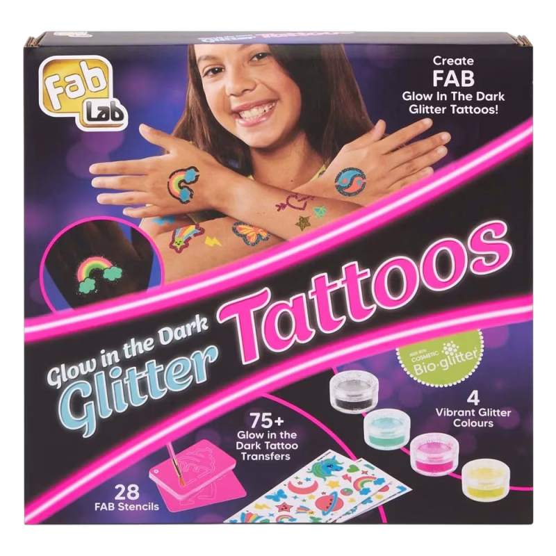 FAB LAB Glow In The Dark Glitter Tatueringsset