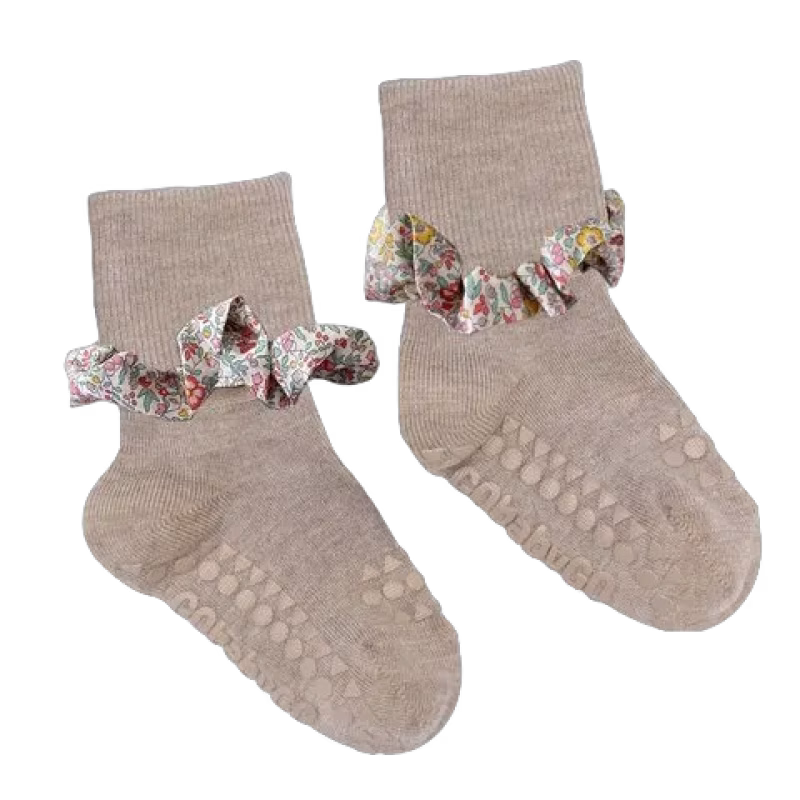 GoBabyGo Halkstrumpor med volang Sand/Katie/Millie Yellow