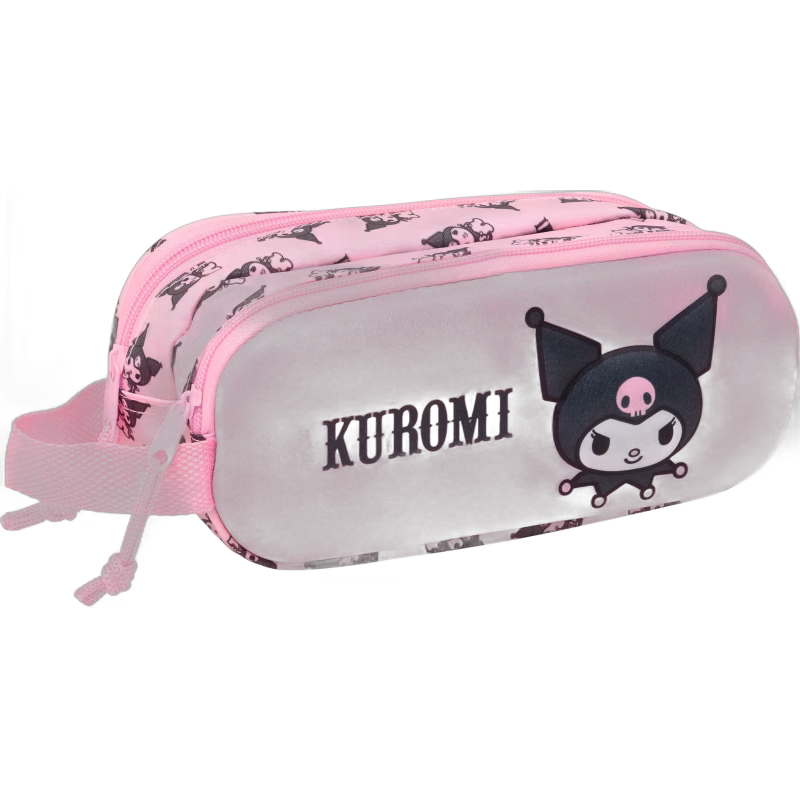 Hello Kitty Kuromi 3D Dubbelpennfodral, Ljusrosa