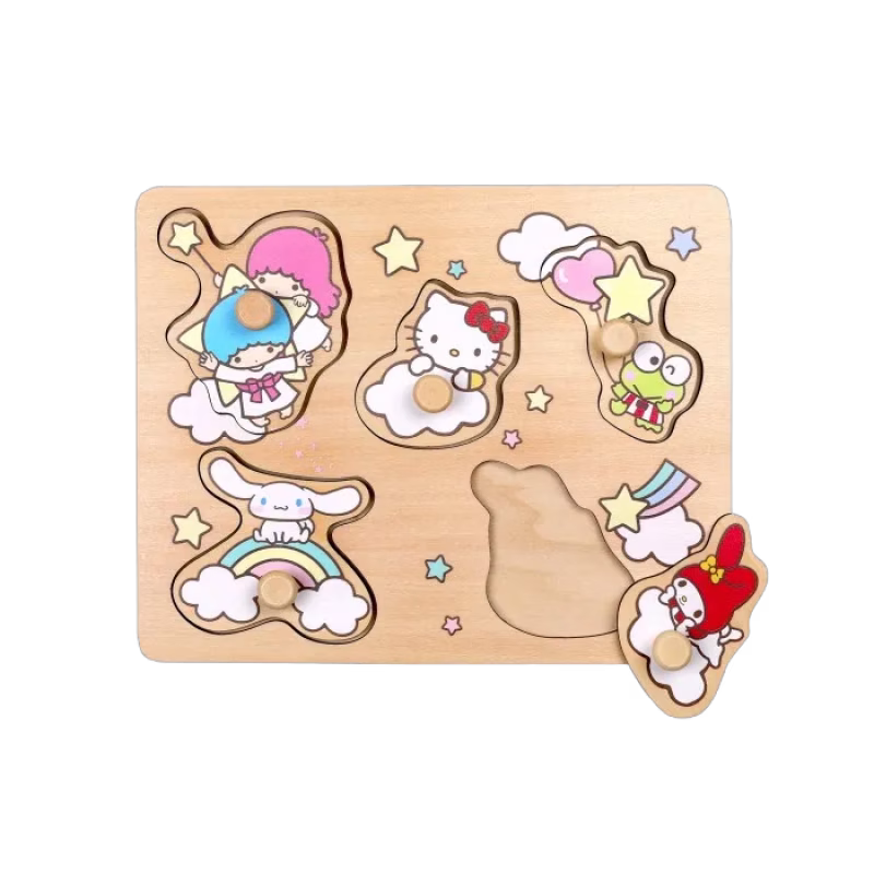 Hello Kitty Träpussel med knoppar 5-bitar
