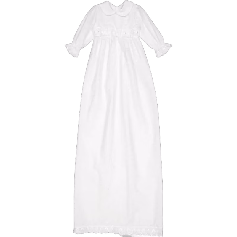 Jocko Dopklänning Broderad Med Spetskant 120 cm 3-6 mån (Vit)