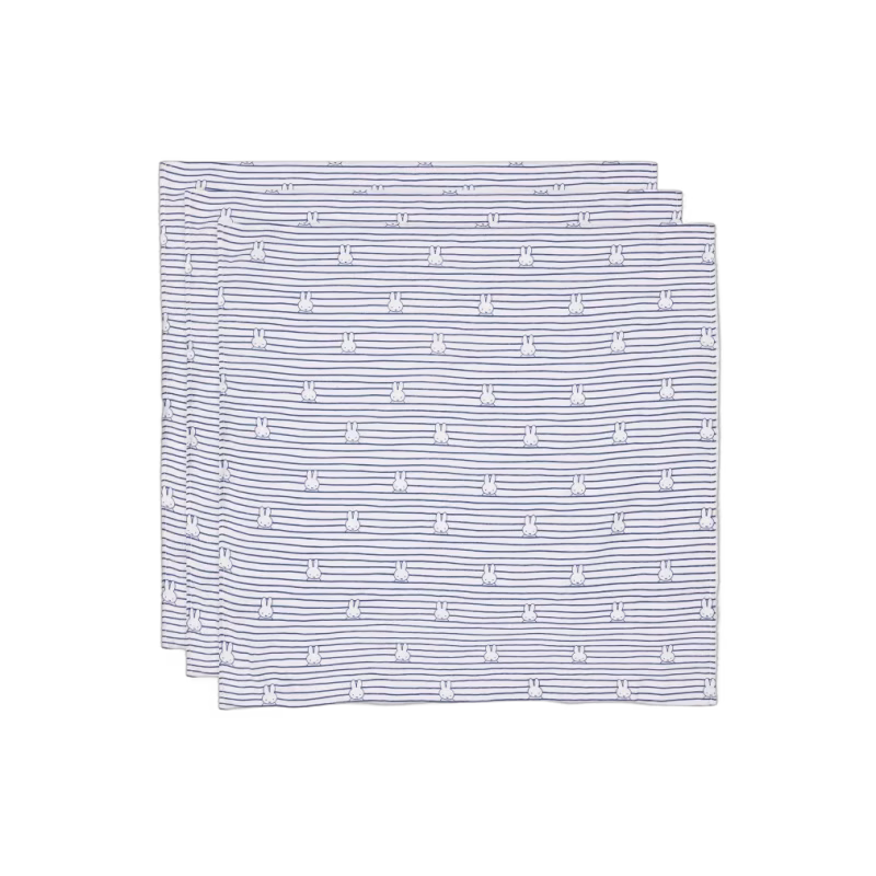 Jollein Muslinfilt Happy Miffy 3-pack (Stripe Navy)