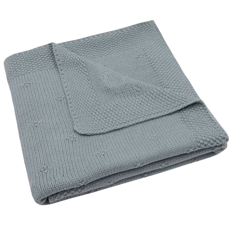 Jollein Stickad Filt Cozy, Sea Green