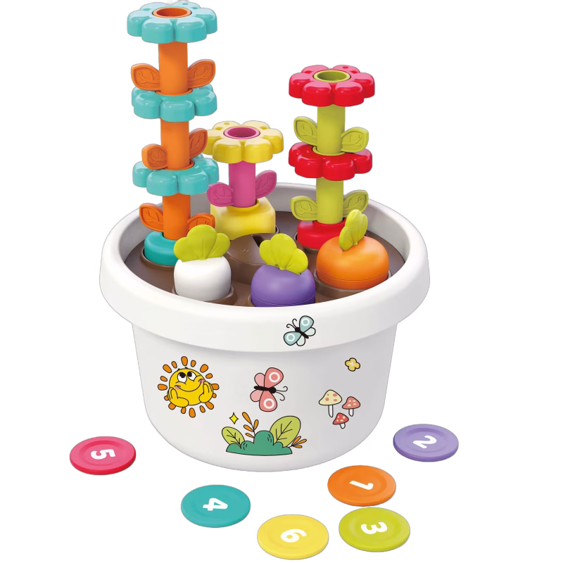 Kinder and Kids Montessorilek  Kreativ Kruka med Växter och Klistermärken
