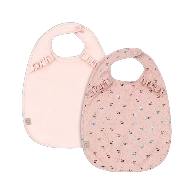 Konges Slöjd Haklapp med volang 2-pack (Fairy Cherry/Cameo Rose)