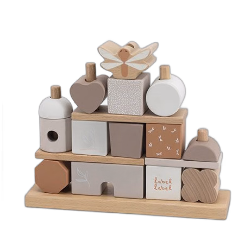 Label Label stapelleksak hus, nougat