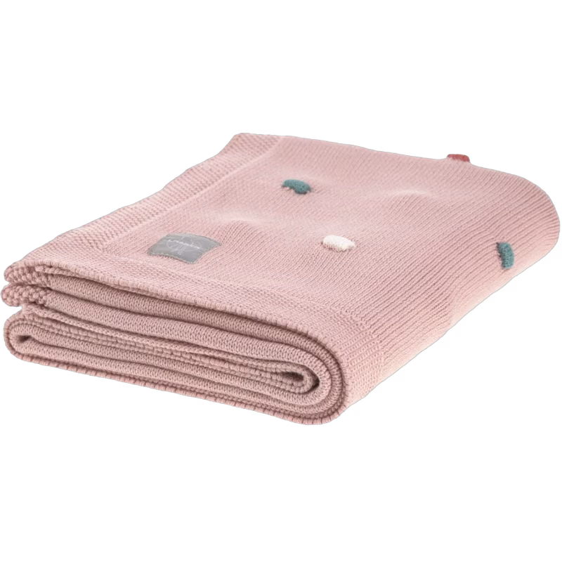 Lässig Stickad Filt 80x100, Pink Dots
