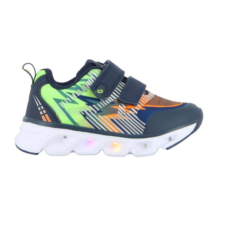 Leaf Skalka Blinkande Sneakers, Navy/Lime, 30
