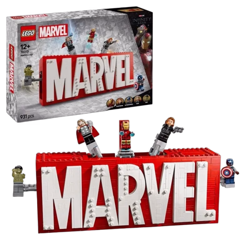 LEGO Super Heroes Marvel 76313 MARVEL logotyp och minifigurer