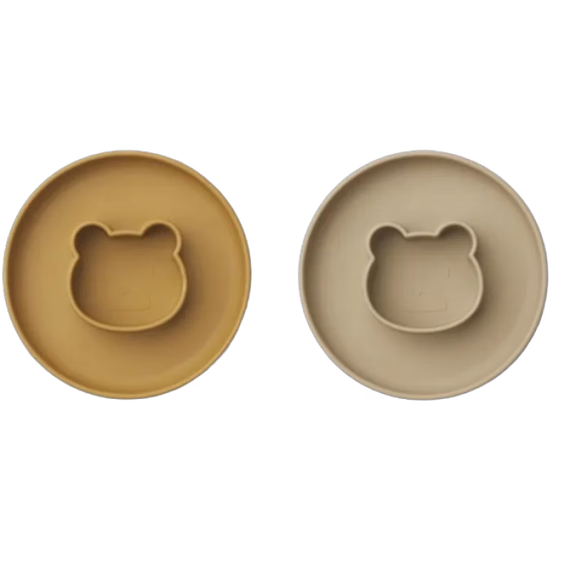 Liewood Gordon Tallrik 2-pack Mr Bear (Golden Caramel/Oat Mix)