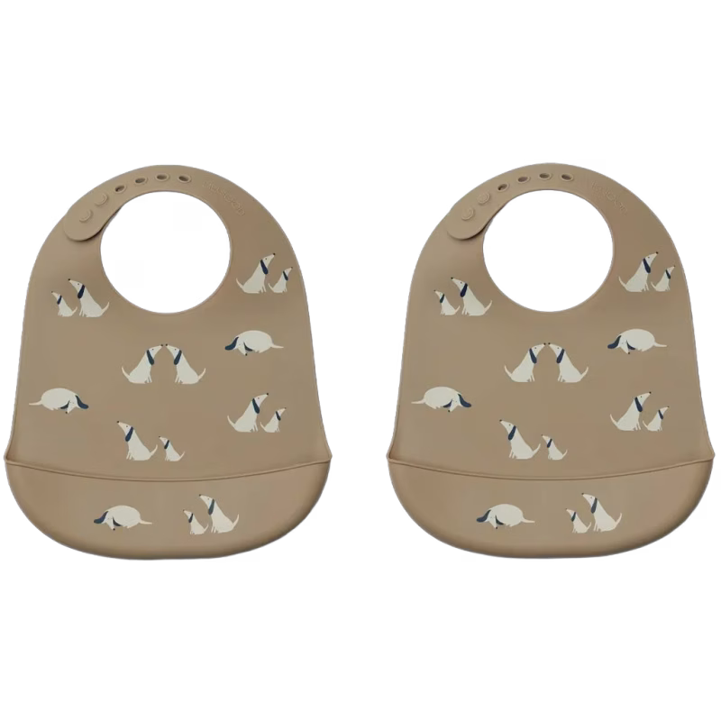 Liewood haklapp silikon Tilda 2-pack, dog/oat mix