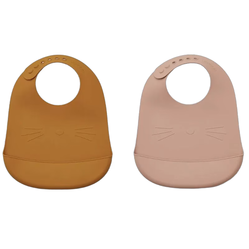 Liewood haklapp silikon Tilda relief 2-p, cat mustard/rose