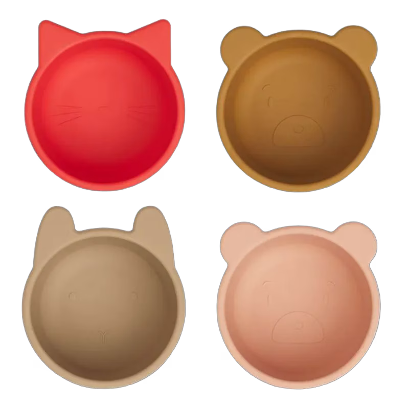 Liewood silikonskål Malene 4-pack, apple red/tuscany rose