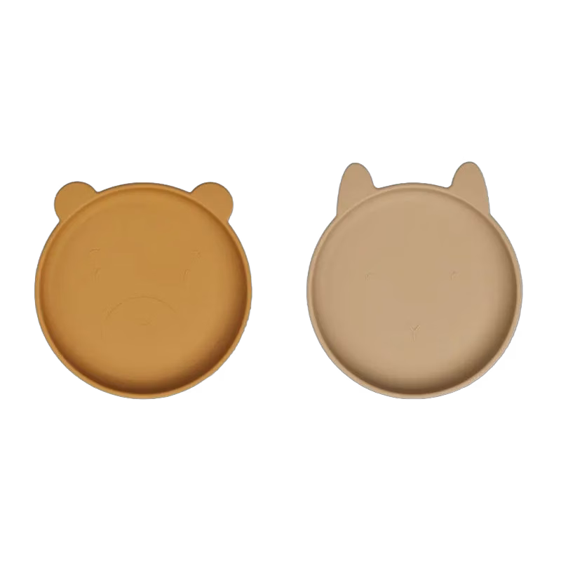Liewood silikontallrik Olivia 2-pack, golden caramel oat mix