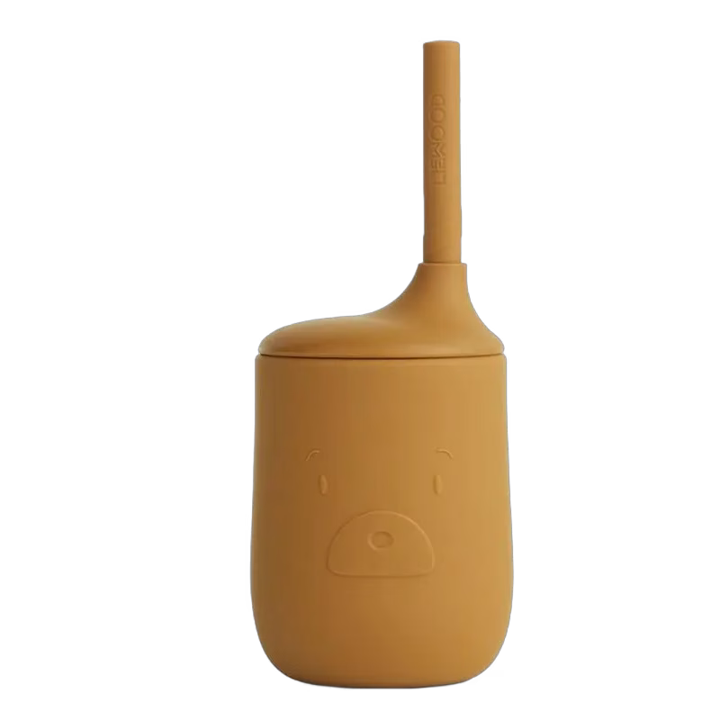 Liewood sugrörsmugg Ellis silikon, Mr bear golden caramel